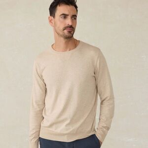 Faherty Men's Crewneck Sweater NWT in Light Tan